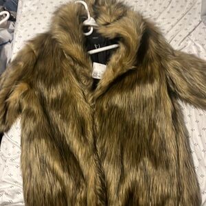 Faux fur coat , thigh length , formal , retro look
